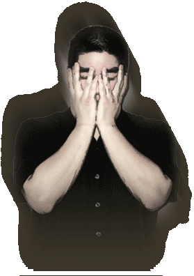 Sea with hands over face